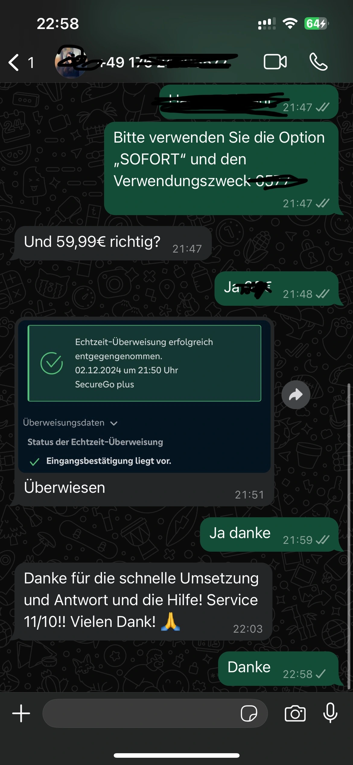 Screenshot einer 5-Sterne-Bewertung für IPTV kaufen in Deutschland.